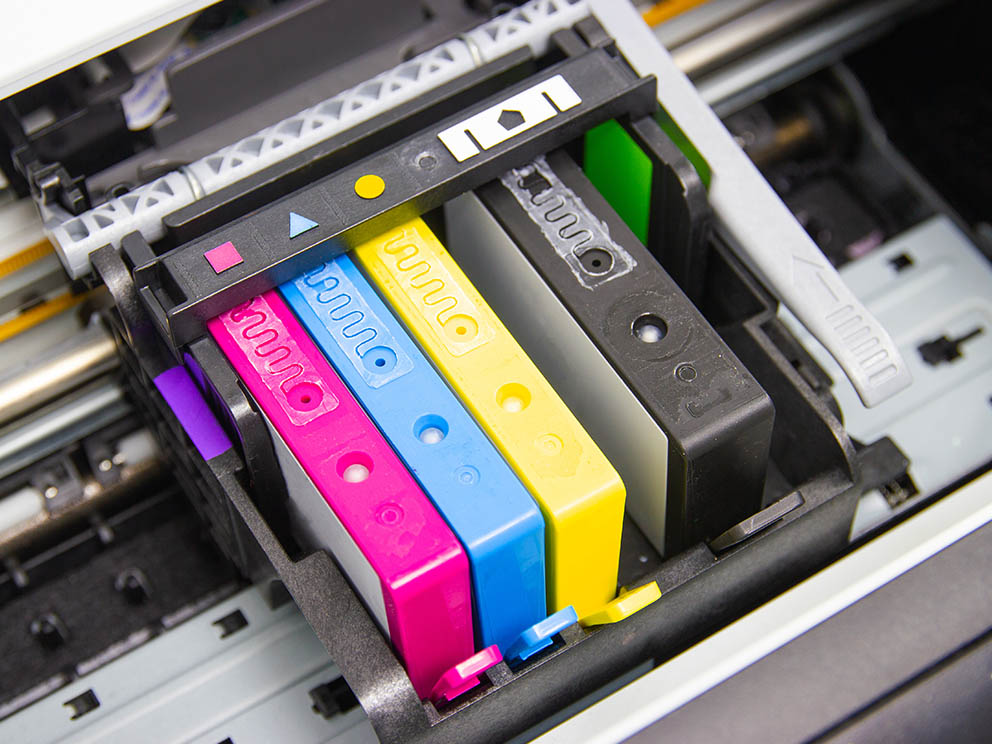 Photo of ink cartrages in printer.