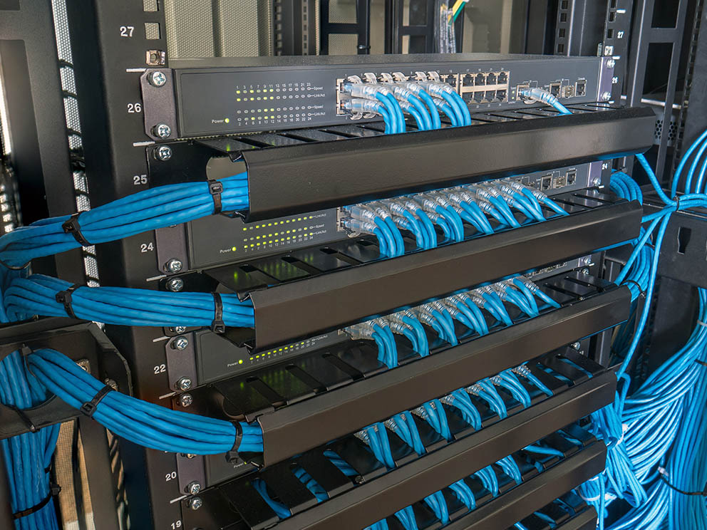 Photo of a network routing station.